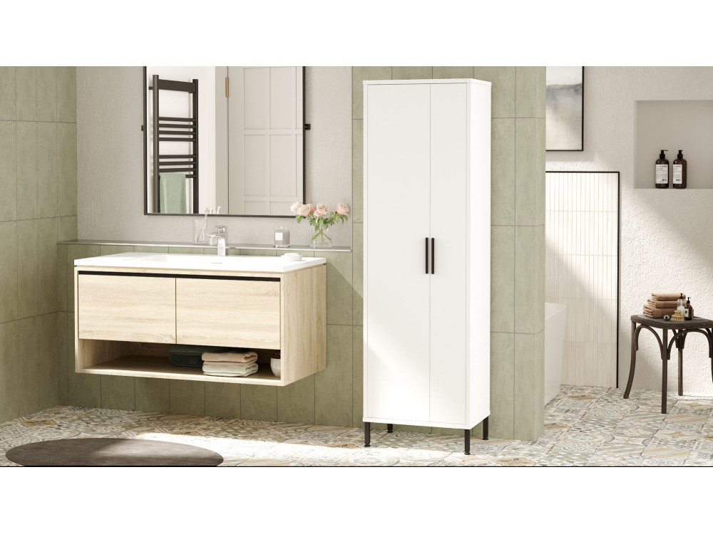 Armadio multifunzionale in legno "Jienna" - 50 x 36 x 165 cm - Bianco