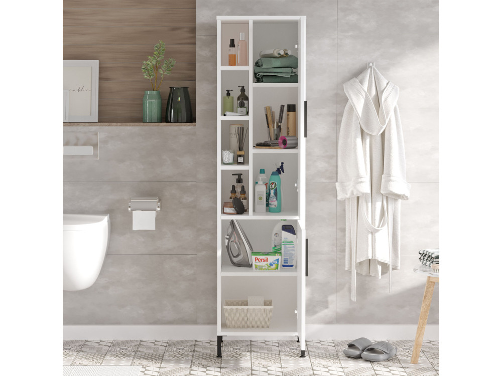 Armadio multifunzionale in legno "Vile" - 45 x 35 x 174 cm - Bianco