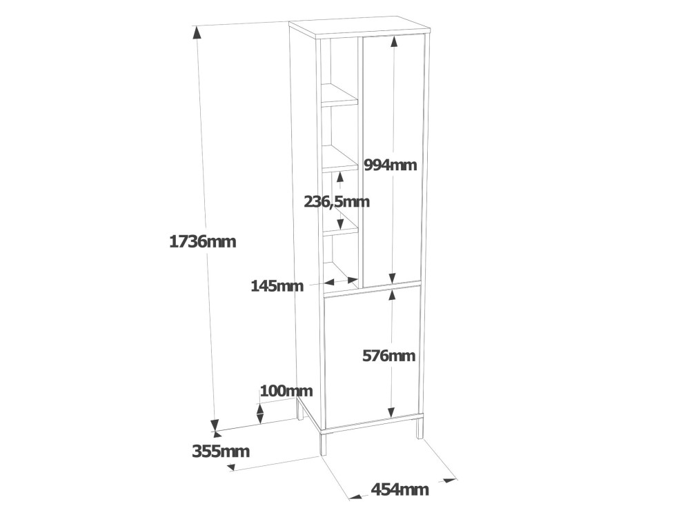 Armadio multifunzionale in legno "Vile" - 45 x 35 x 174 cm - Bianco