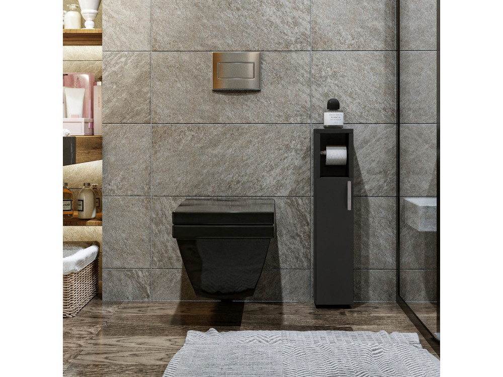 Portarotolo in legno "Star" - 15 x 12 x 65 cm - Grigio antracite