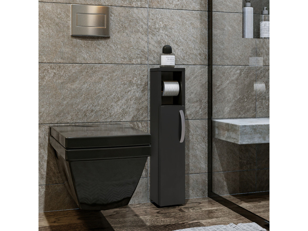 Portarotolo in legno "Star" - 15 x 12 x 65 cm - Grigio antracite