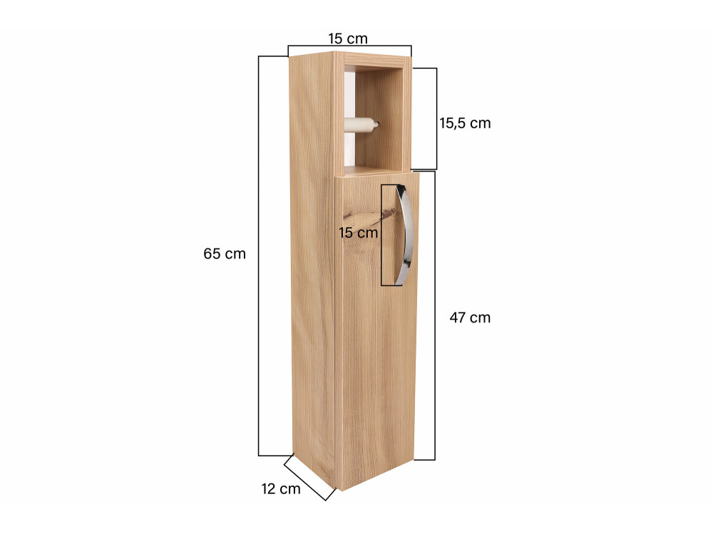 Portarotolo in legno "Star" - 15 x 12 x 65 cm - Marrone