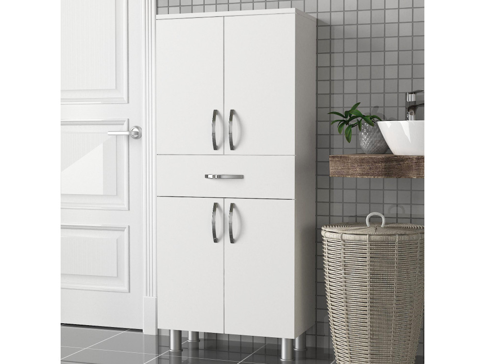 Mobile da bagno in legno "Arizona" - 59 x 31 x 140 cm - Bianco