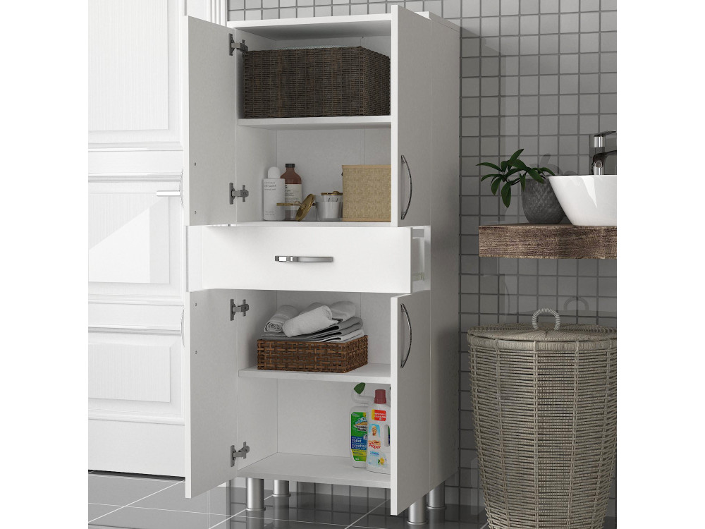 Mobile da bagno in legno "Arizona" - 59 x 31 x 140 cm - Bianco