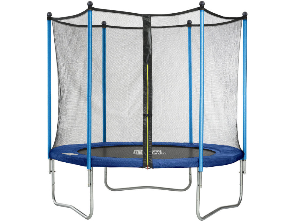 Trampolino " Happy " - Ø 1,80 m - con rete + scaletta + copertura + kit per fissaggio a terra