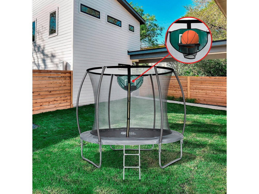 Trampolino con rete interna e cestino "Jumper" Ø2,44 - Grigio