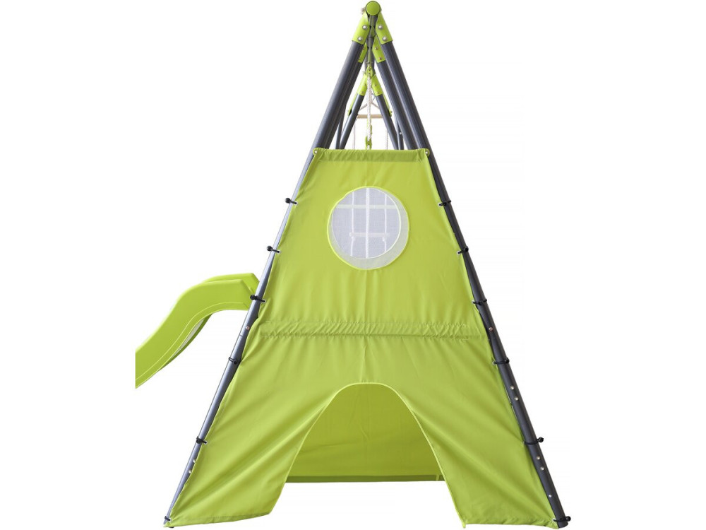 Struttura di gioco in metallo "Dany" con scivolo - 5 apparecchi - Verde