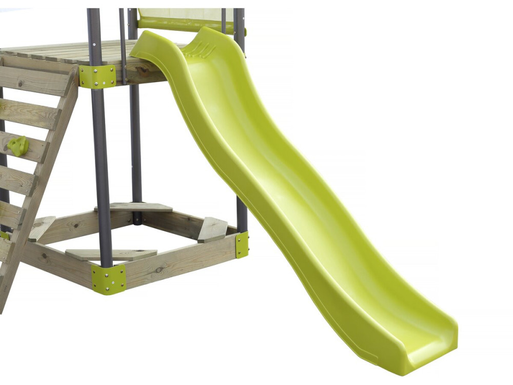 Altalena in metallo "Lucien" con scivolo e sabbiera - Verde