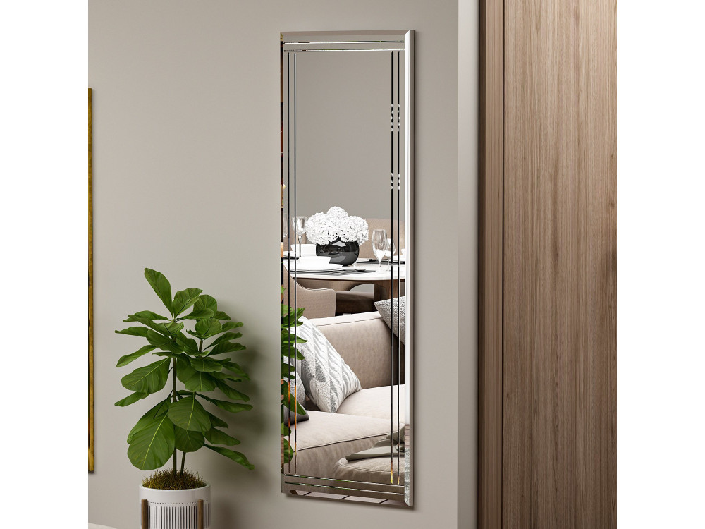 Specchio in legno "Buhem" - 40 x 120 cm - Bianco