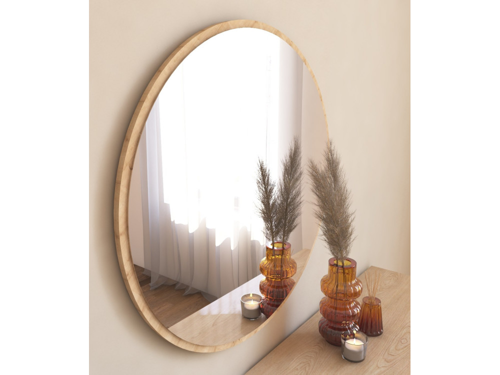 Specchio in legno "Ozze" - 60 x 60 cm - Beige