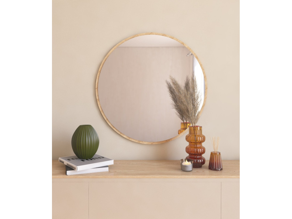 Specchio in legno "Ozze" - 60 x 60 cm - Beige