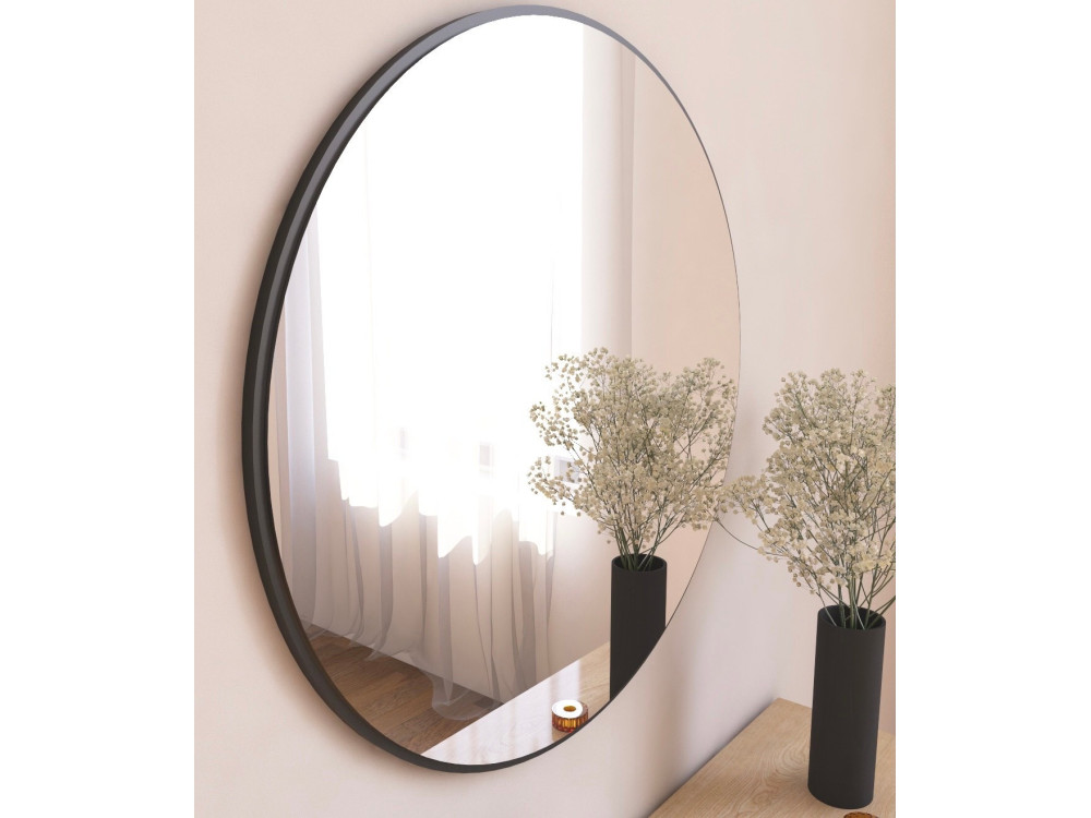 Specchio in legno "Ozze" - 60 x 60 cm - Nero