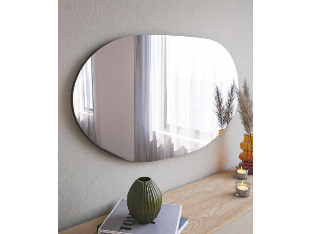 Specchio in legno "Vanomi" - 52 x 89 cm - Nero