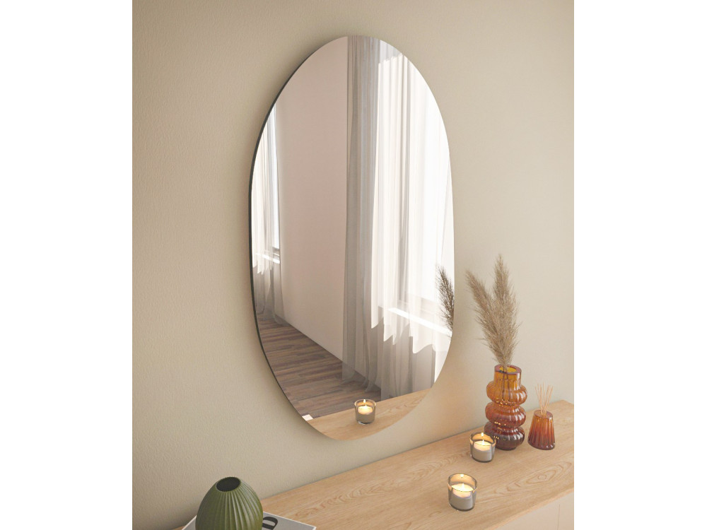 Specchio in legno "Vanomi" - 52 x 89 cm - Nero