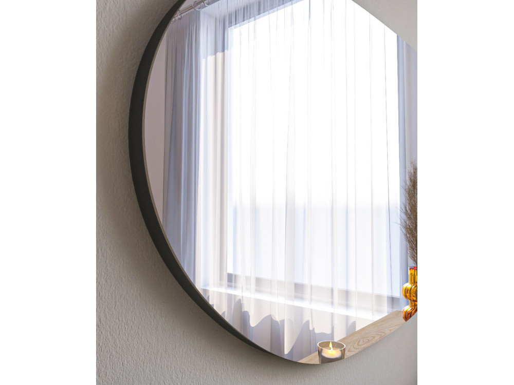 Specchio in legno "Vanomi" - 52 x 89 cm - Nero