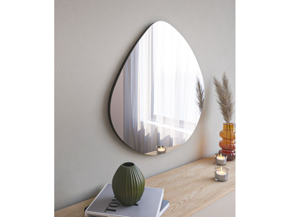 Specchio in legno "Besso" - 60 x 60 cm - Nero