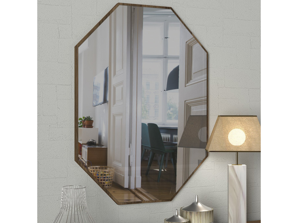 Specchio decorativo in legno "Lost" - 45 x 70 cm - Marrone