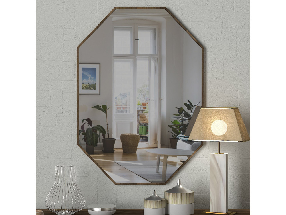 Specchio decorativo in legno "Lost" - 45 x 70 cm - Marrone