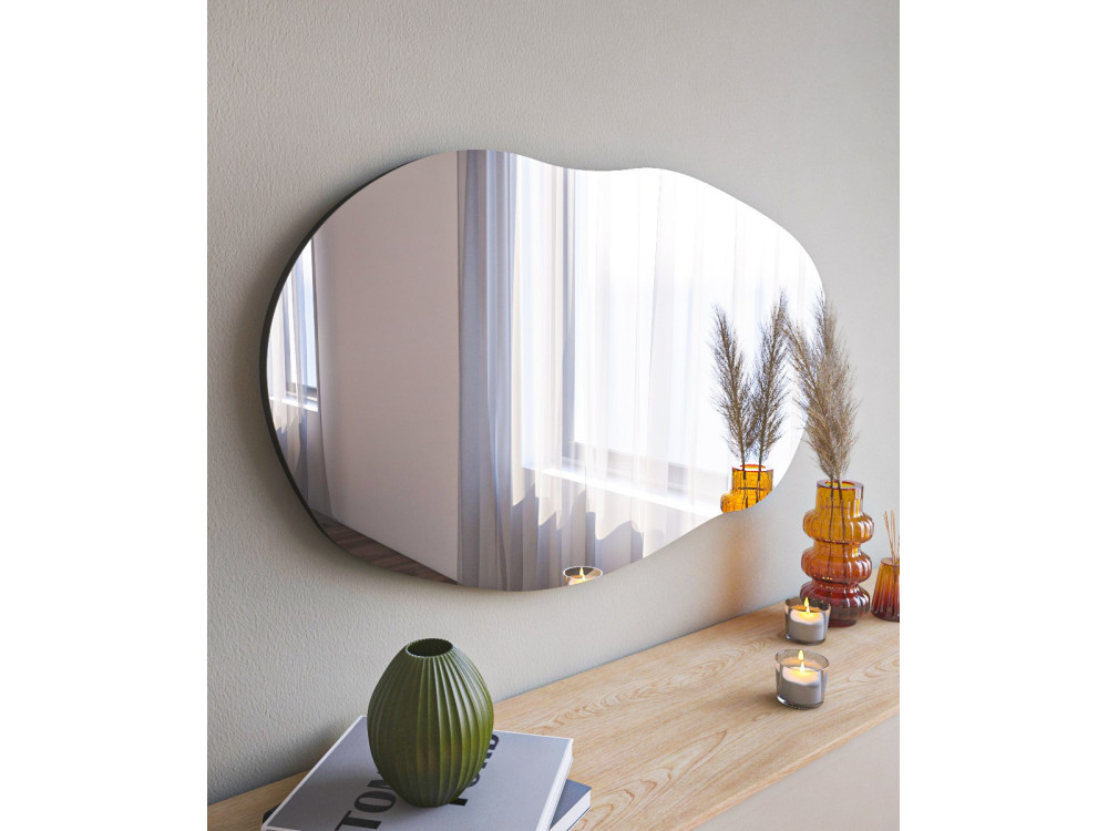 Specchio in legno "Lossa" - 52 x 89 cm - Nero