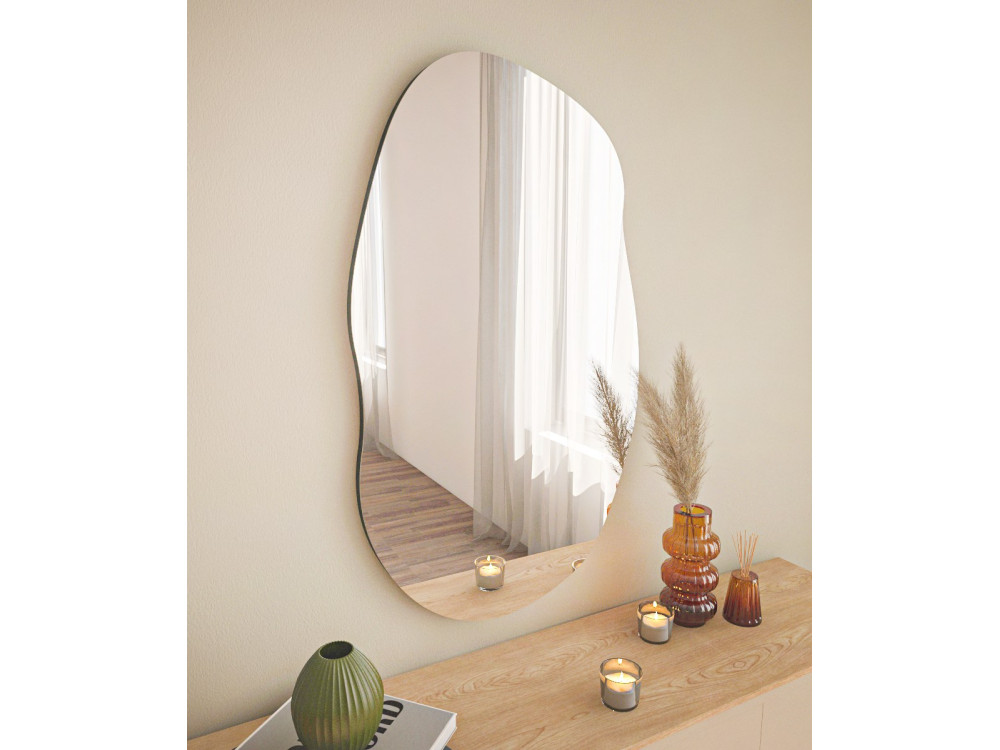 Specchio in legno "Lossa" - 52 x 89 cm - Nero