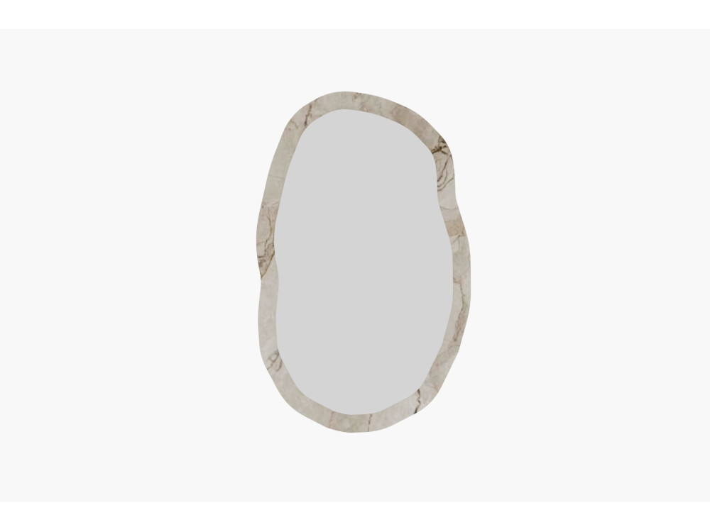 Specchio di legno "Lossa" - 52 x 86 cm - Beige marmorizzato