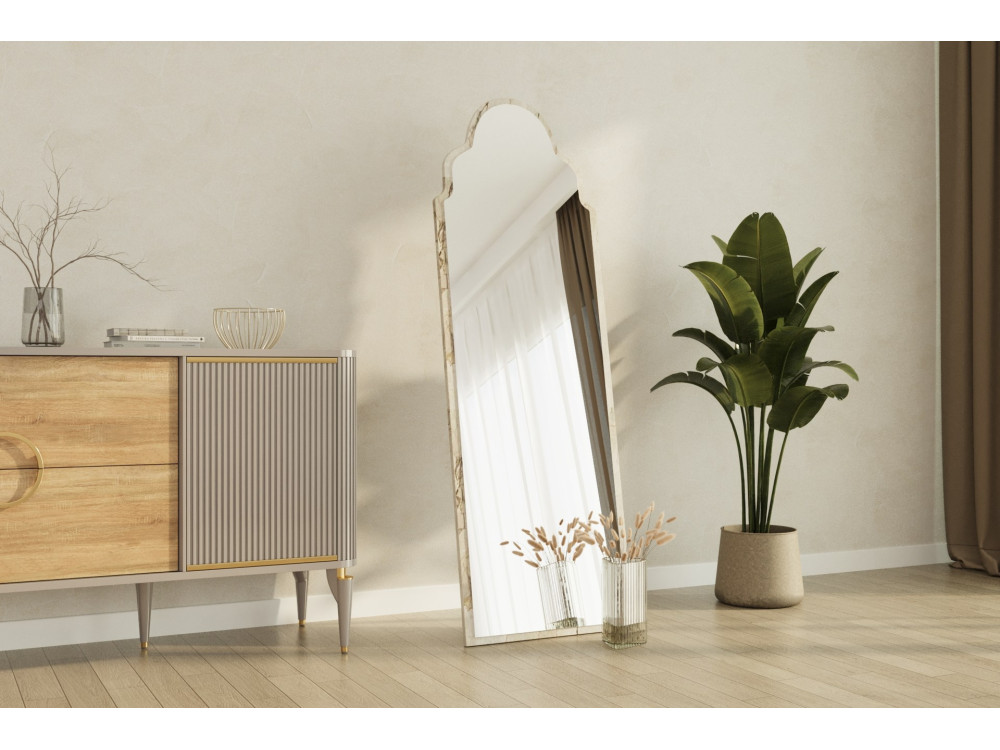 Specchio in legno "Sahmaran" - 50 x 160 cm - Beige