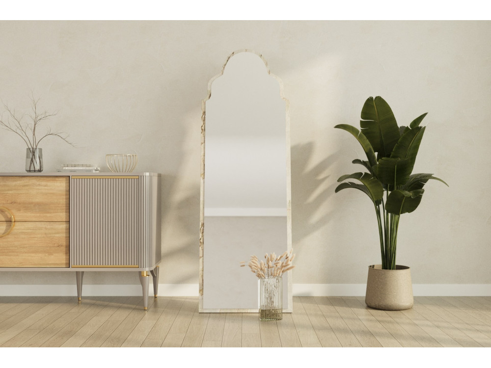 Specchio in legno "Sahmaran" - 50 x 160 cm - Beige