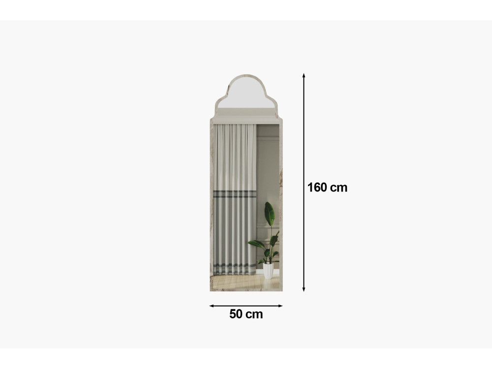 Specchio in legno "Sahmaran" - 50 x 160 cm - Beige