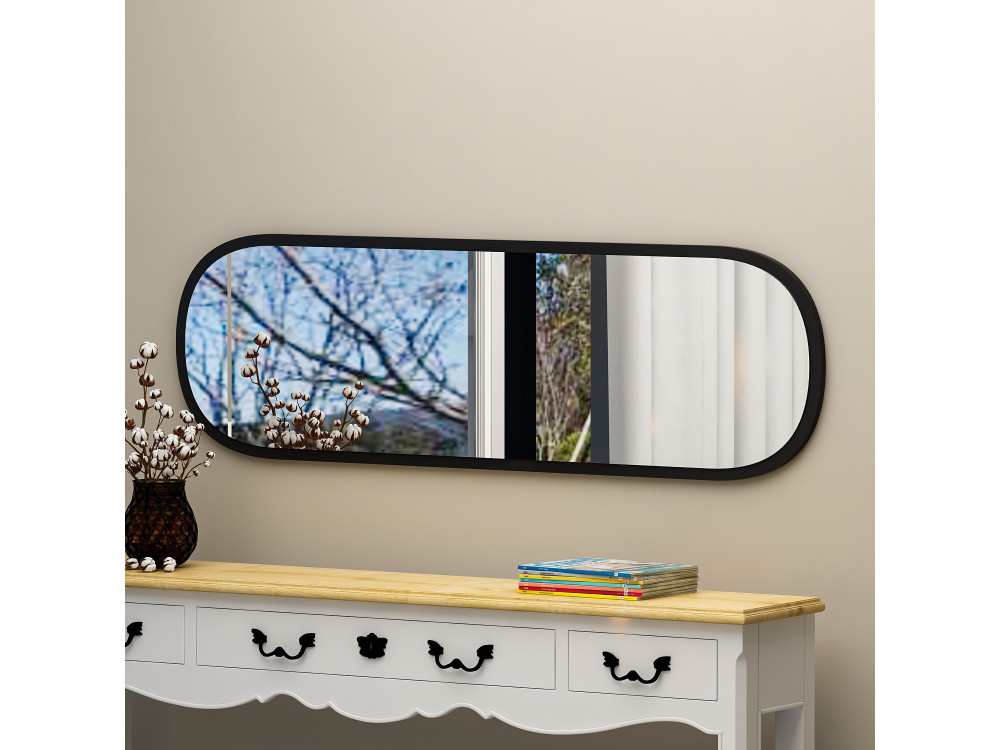 Specchio in legno "Magnum" - 40 x 120 cm - Nero
