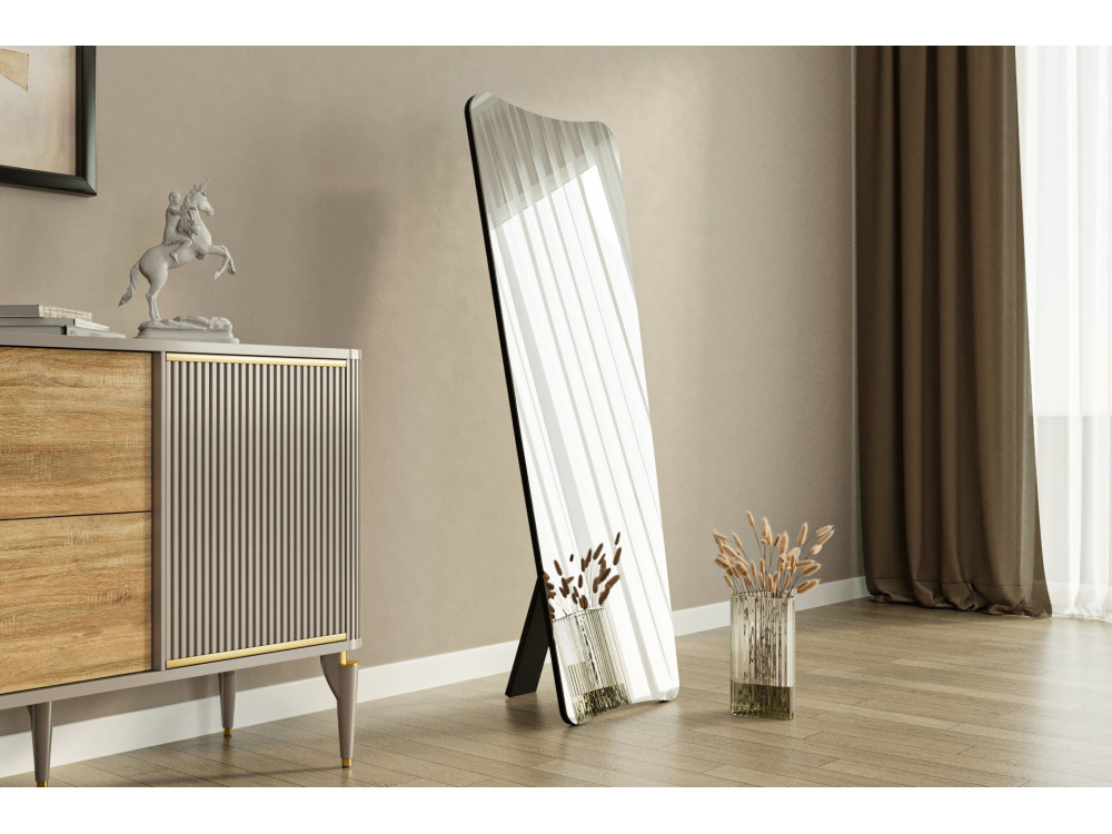 Specchio in legno "Vitros" - 55 x 150 cm - Nero