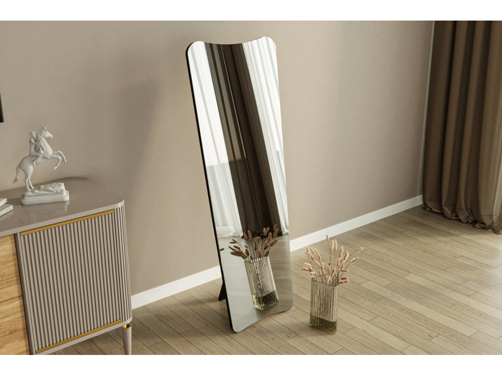 Specchio in legno "Vitros" - 55 x 150 cm - Nero