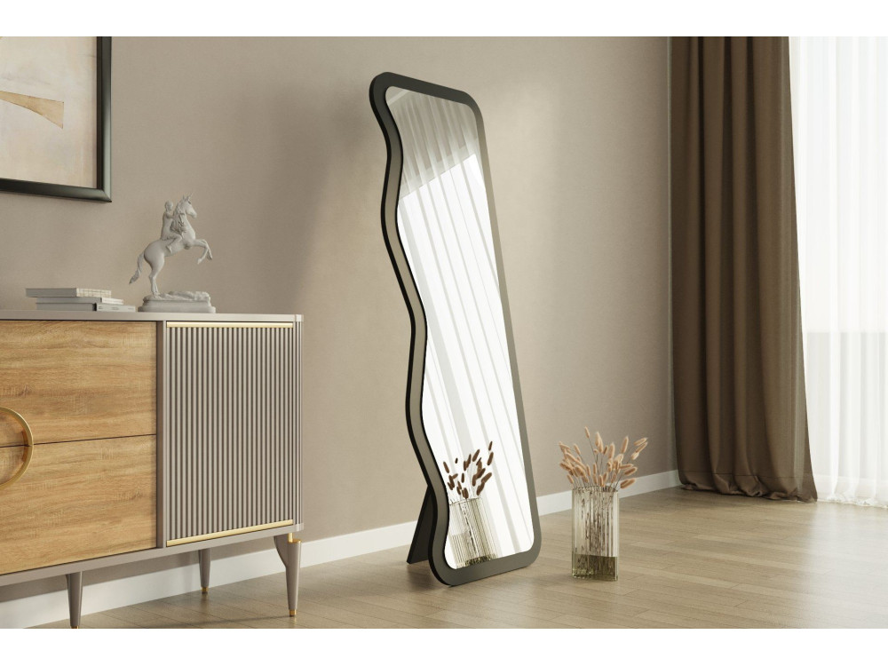 Specchio in legno "Asel" - 50 x 160 cm - Nero