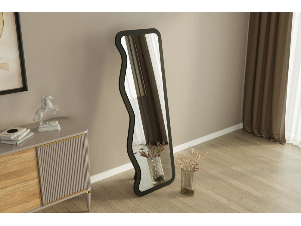 Specchio in legno "Asel" - 50 x 160 cm - Nero