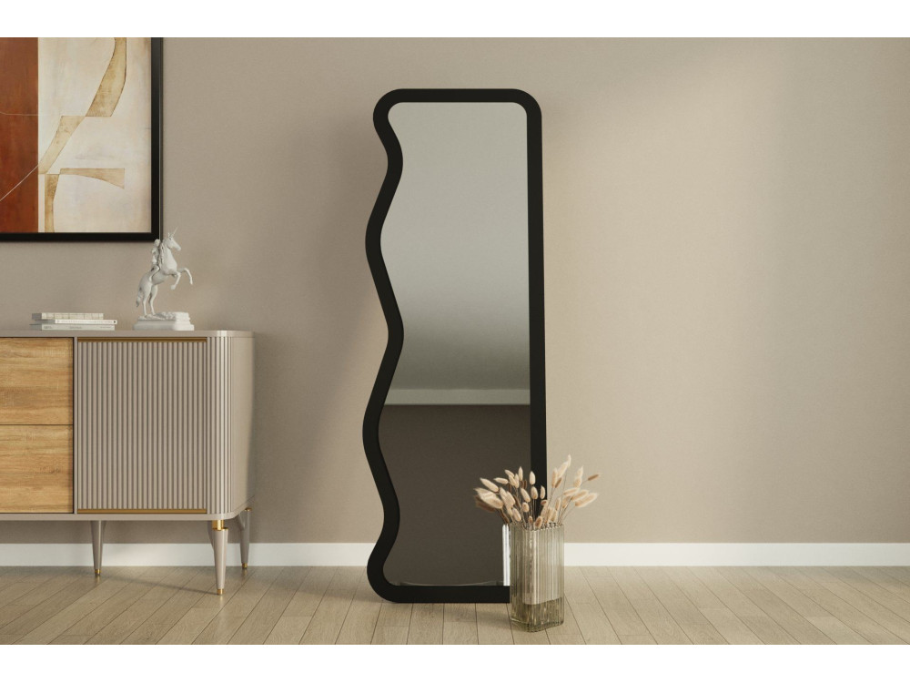 Specchio in legno "Asel" - 50 x 160 cm - Nero