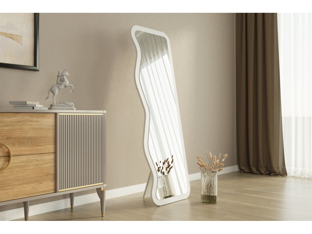 Specchio in legno "Asel" - 50 x 160 cm - Bianco