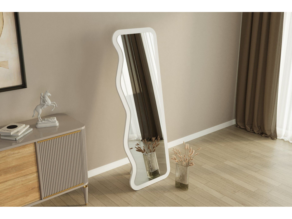 Specchio in legno "Asel" - 50 x 160 cm - Bianco