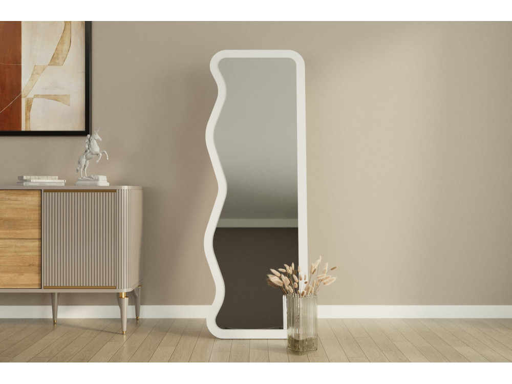 Specchio in legno "Asel" - 50 x 160 cm - Bianco