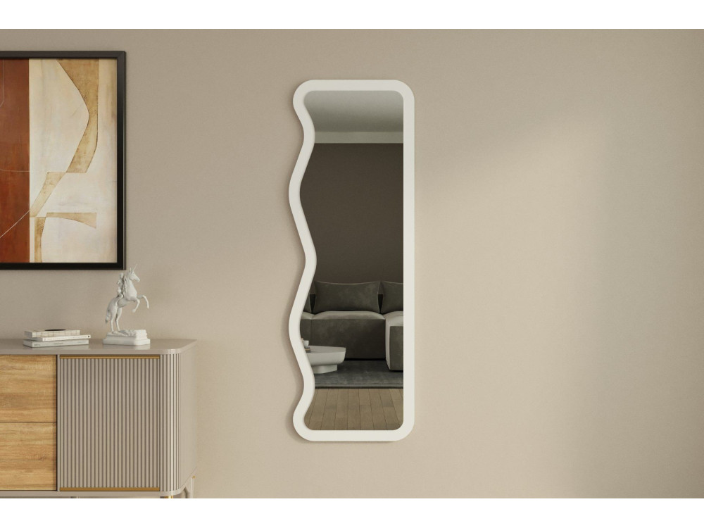 Specchio in legno "Asel" - 50 x 160 cm - Bianco