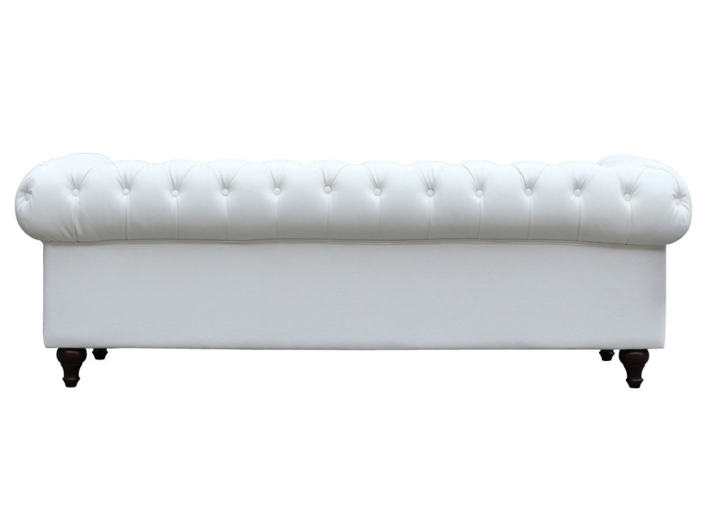 Divano fisso Chesterfield "Aliza" - 208 x 82 x 70 cm - 3 posti- Bianco