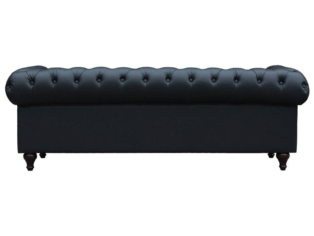 Divano fisso Chesterfield "Aliza" - 208 x 82 x 70 cm  3 posti - Nero