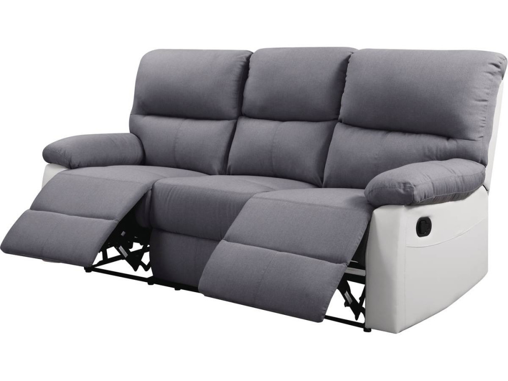 Divano relax "Lincoln" - 3 posti --Bianco/Grigio chiaro