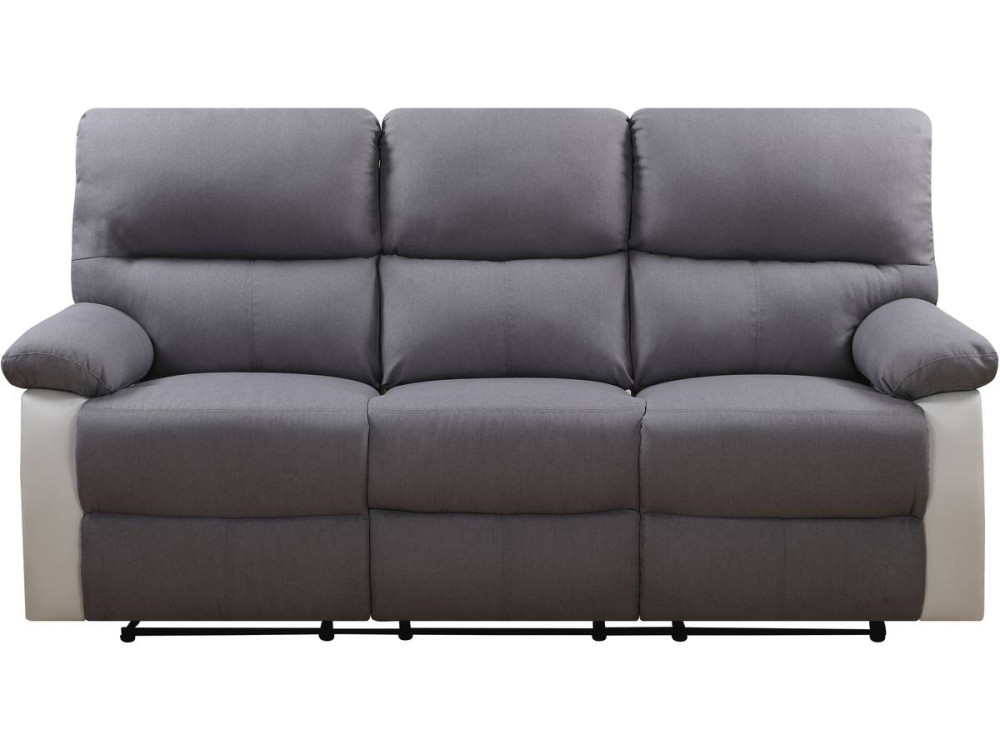 Divano relax "Lincoln" - 3 posti --Bianco/Grigio chiaro