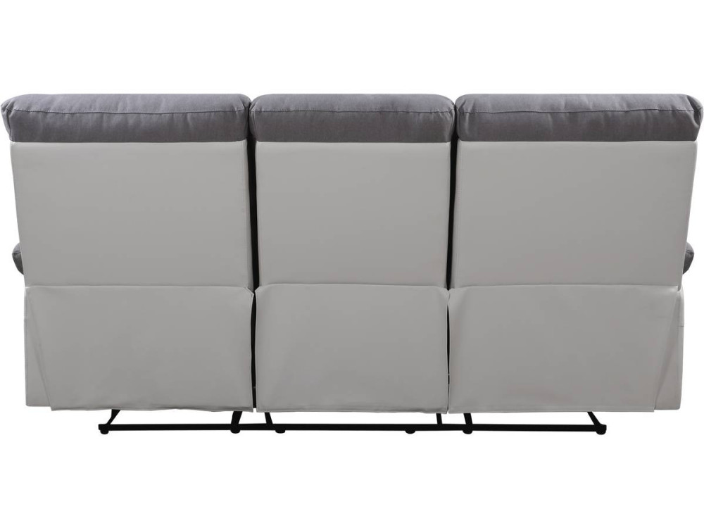 Divano relax "Lincoln" - 3 posti --Bianco/Grigio chiaro