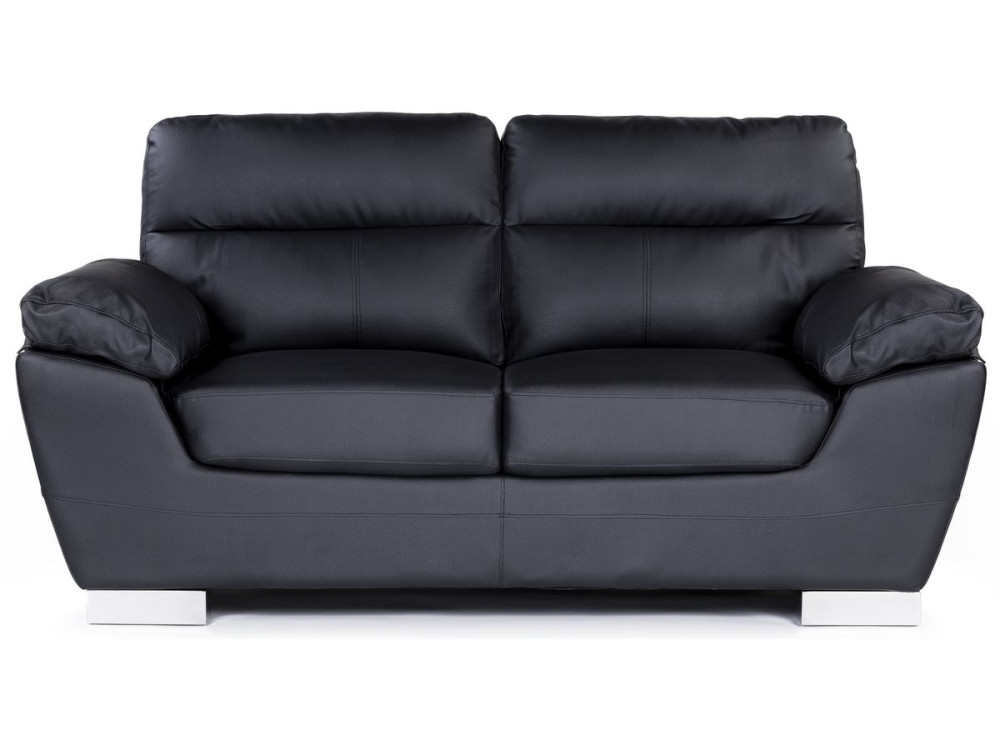 Divano in pelle rigenerata / PVC "DALLAS" - 169 x 88 x 90 cm - 2 posti - Nero