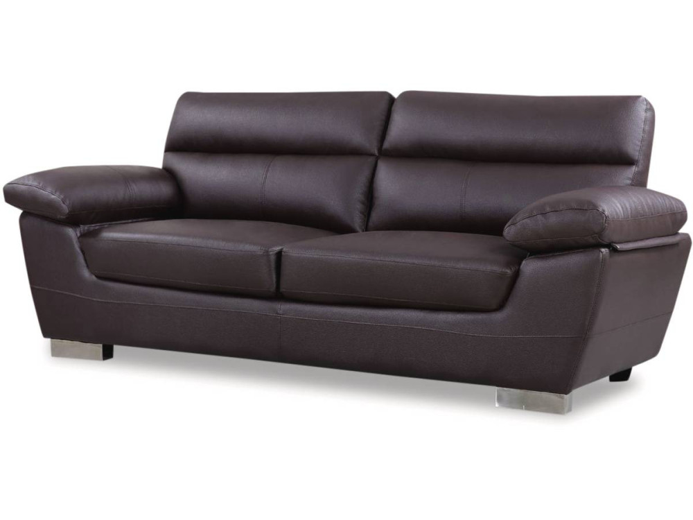 Divano in pelle rigenerata / PVC "DALLAS" - 3 posti - Cioccolato.