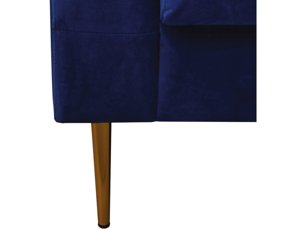 Divano fisso in velluto "Bruce" - 196 x 76 x 82 cm - 3 posti a sedere - Blu scuro