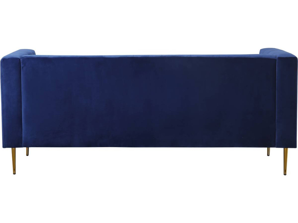 Divano fisso in velluto "Bruce" - 196 x 76 x 82 cm - 3 posti a sedere - Blu scuro