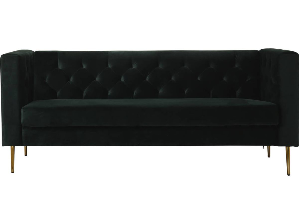 Divano fisso in velluto "Bruce" - 196 x 76 x 82 cm - 3 posti a sedere - Verde scuro