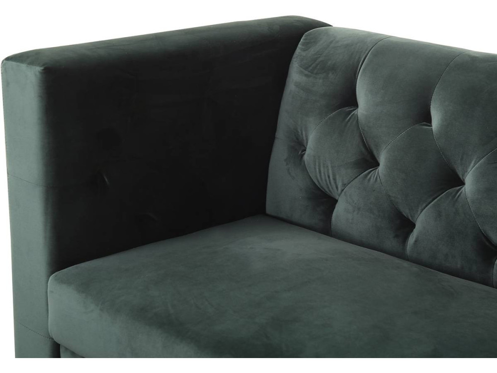 Divano fisso in velluto "Bruce" - 196 x 76 x 82 cm - 3 posti a sedere - Verde scuro