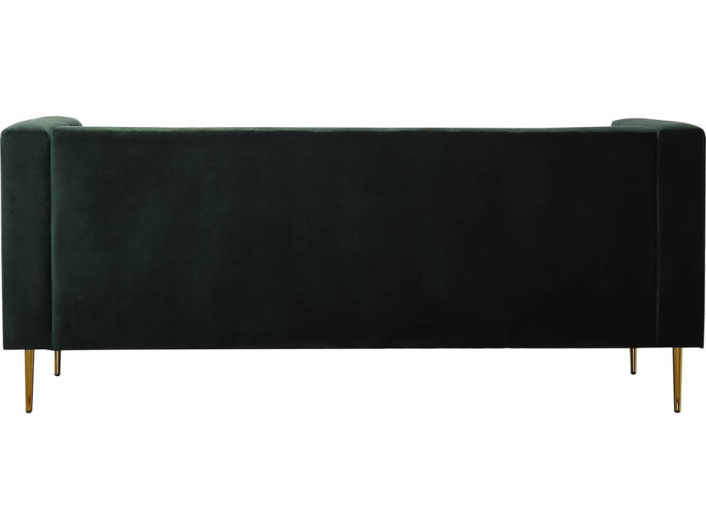 Divano fisso in velluto "Bruce" - 196 x 76 x 82 cm - 3 posti a sedere - Verde scuro